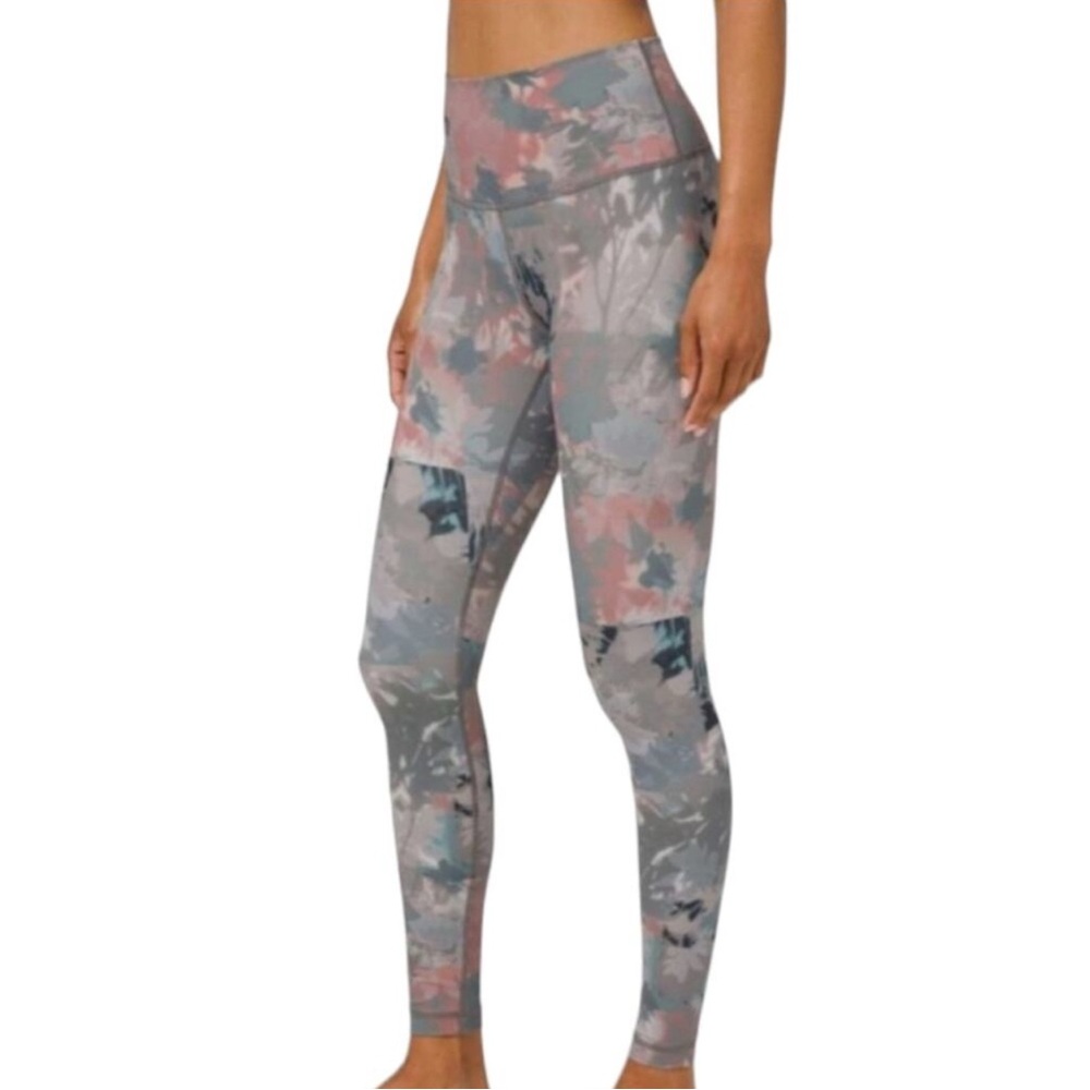 Lululemon Wunder Under High Rise Tights Gray Untamed Nature Sz 6